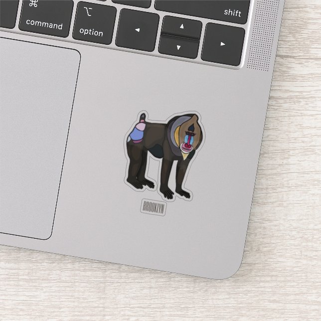 Mandrill cartoon illustration sticker (Detail)