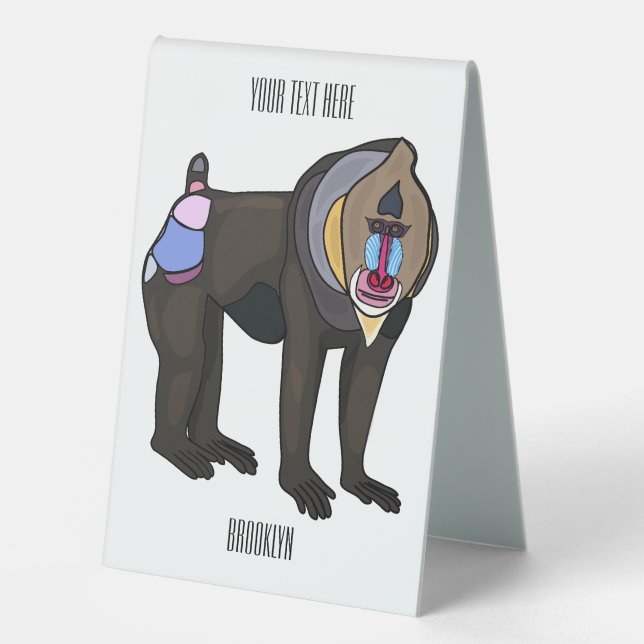 Mandrill cartoon illustration table tent (Front)