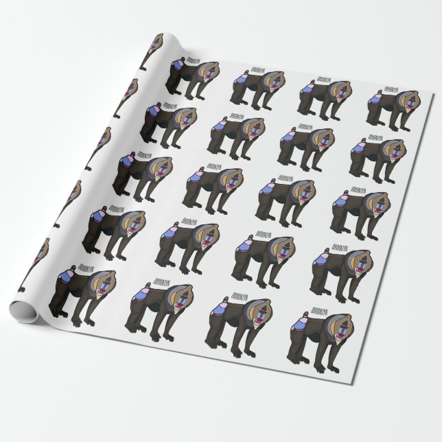 Mandrill cartoon illustration wrapping paper (Unrolled)