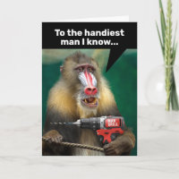 Mandrill Monkey With a Drill - Handy Man Birthday