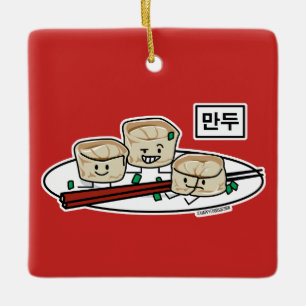 Mandu Korean dumpling dim sum breakfast hangul Ceramic Ornament