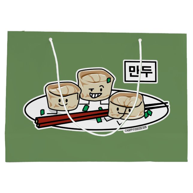 Mandu Korean dumpling dim sum breakfast Hangul Large Gift Bag (Back)