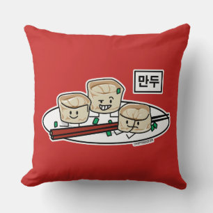 Mandu Korean dumpling dim sum breakfast hangul Throw Pillow