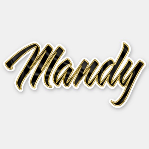 Mandy black gold lettering sticker