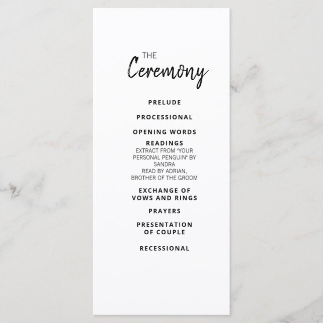 Mandy Minimalist Simple Ceremony Party Program (Front)