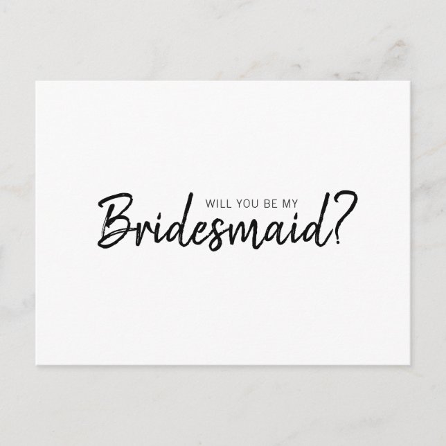 Mandy Minimalist Simple will you be my bridesmaid Invitation Postcard (Front)