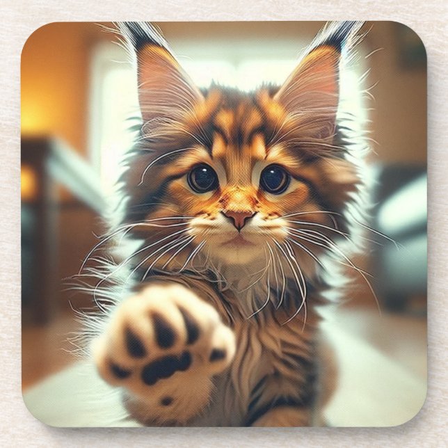 Mane Coon Kitten Beverage Coaster (Front)