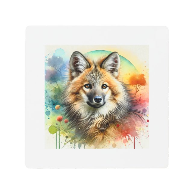 Maned Wolf 210624AREF112 - Watercolor Metal Print (Front)