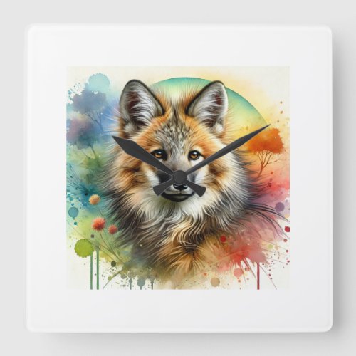 Maned Wolf 210624AREF112 _ Watercolor Square Wall Clock