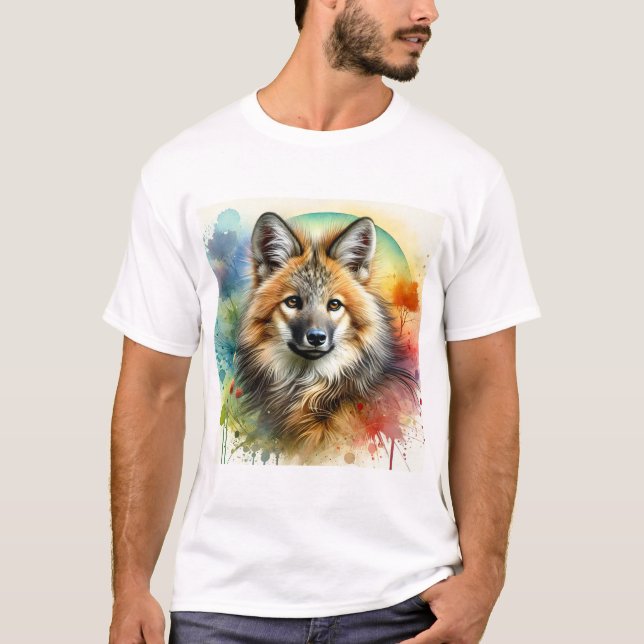 Maned Wolf 210624AREF112 - Watercolor T-Shirt (Front)