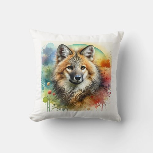 Maned Wolf 210624AREF112 _ Watercolor Throw Pillow
