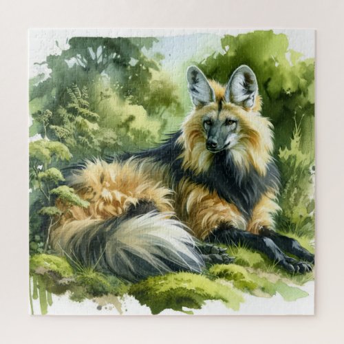 Maned Wolf in Watercolor AREF460 _ Watercolor Jigsaw Puzzle