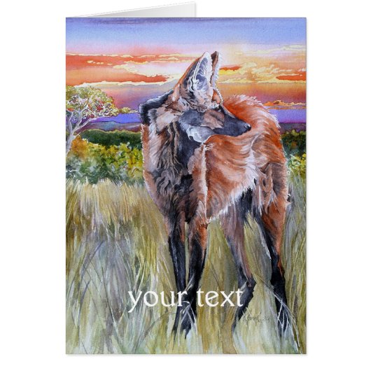 Maned Wolf Watercolor Art Cards (Front)