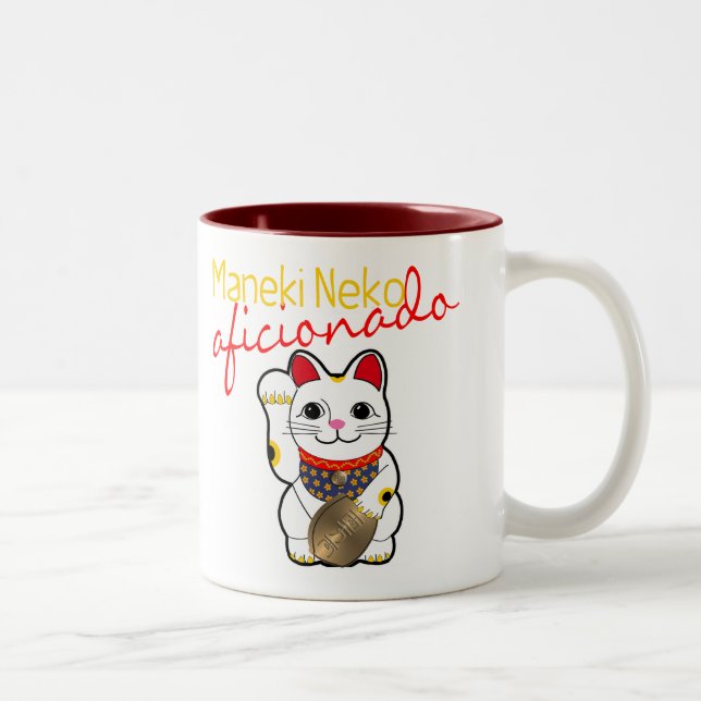 Maneki Neko Aficionado Two-Tone Coffee Mug (Right)