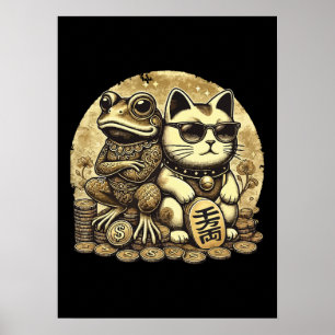 Maneki Neko and Jin Chan - Luck and Prosperity Poster