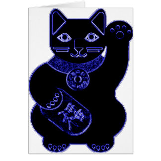 maneki neko blue neon cards