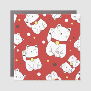 Maneki-Neko cat, Japanese doodle pattern. Car Magnet