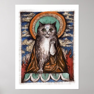 Maneki Neko Cat Poster - Buddha Cat