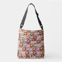 Maneki-neko cats pattern crossbody bag