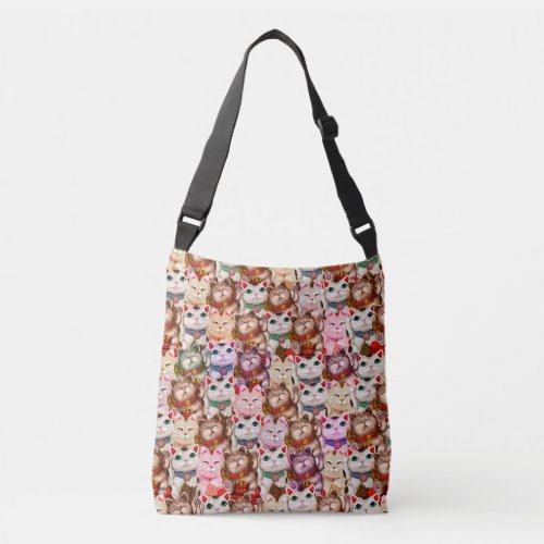 Maneki_neko cats pattern crossbody bag