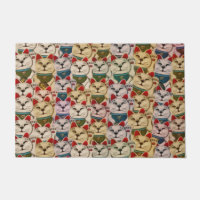 Maneki-neko cats pattern doormat