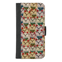 Maneki-neko cats pattern iPhone 8/7 plus wallet case