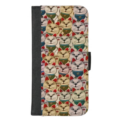 Maneki_neko cats pattern iPhone 87 plus wallet case