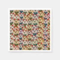 Maneki-neko cats pattern napkins