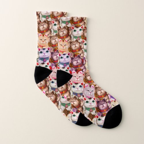 Maneki_neko cats pattern socks