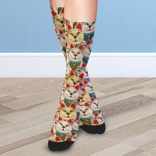 Maneki_neko cats pattern socks