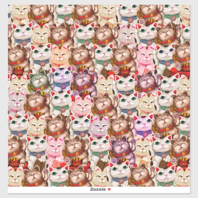 Maneki-neko cats pattern sticker (Sheet)