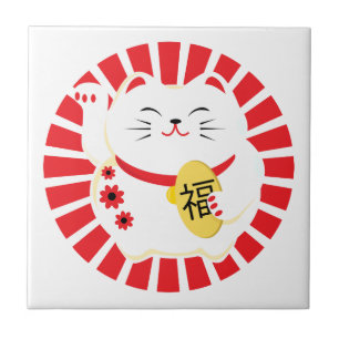 Maneki Neko Cute Lucky Cat Ceramic Tile