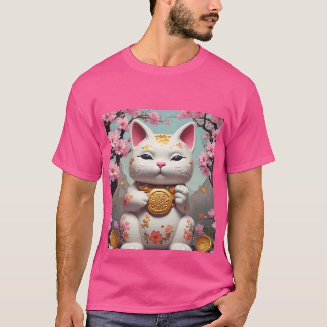 Maneki Neko Fortune Cat Good Luck T-Shirt (Front)
