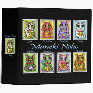 Maneki Neko Good Luck Cat Fantasy Art Avery Binder