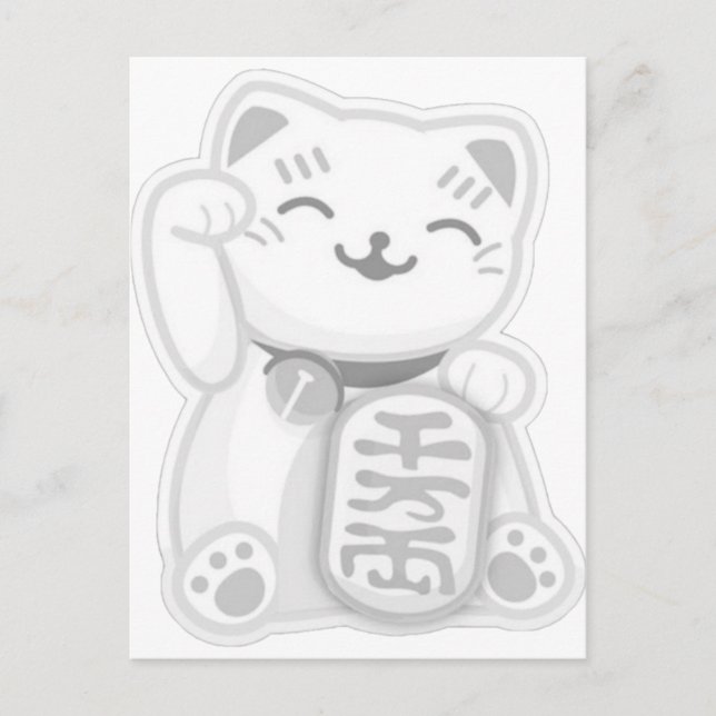 maneki neko gray postcard (Front)
