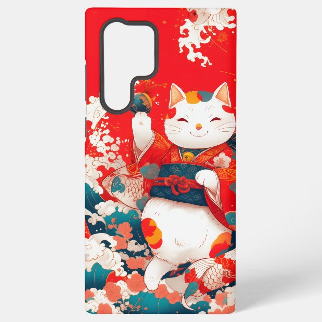 Maneki-Neko, Japanese Lucky Cat Samsung Galaxy Case (Back)