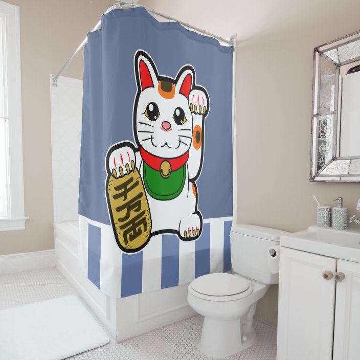lucky cat shower curtain