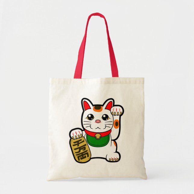 Maneki Neko: Japanese Lucky Cat Tote Bag (Front)