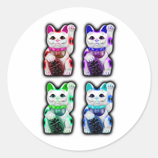 Maneki Neko JAPANESE money CAT Classic Round Sticker (Front)