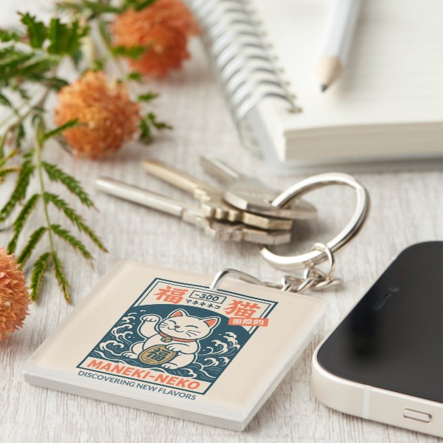Maneki-Neko Keychain (Front Right)