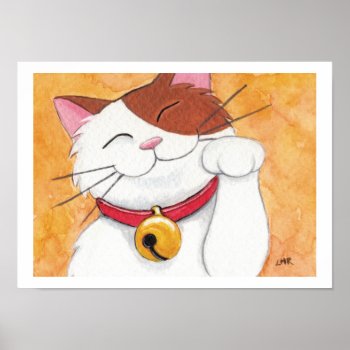 Maneki Neko Lucky Calico Cat Art Print by LisaMarieArt at Zazzle