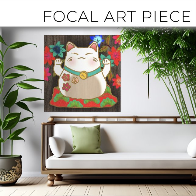 Maneki Neko lucky cat art Canvas Print (Creator Uploaded)