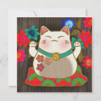 Maneki Neko lucky cat card