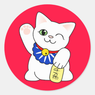 Maneki Neko Lucky Cat Classic Round Sticker
