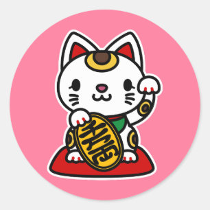 Maneki Neko (Lucky Cat) Classic Round Sticker