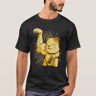 Maneki Neko Lucky Cat Cute Muscle Arm Japanese sty T-Shirt