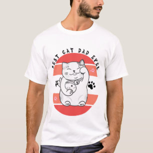Maneki Neko Lucky Cat Dad Father's Day T-Shirt