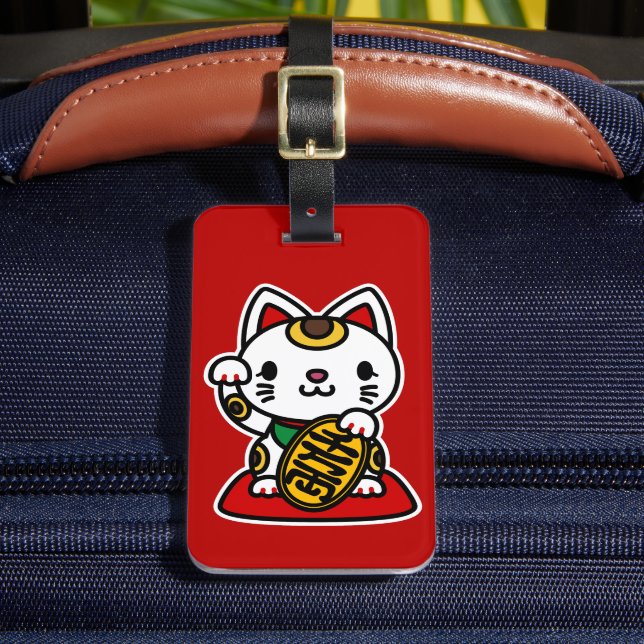 Maneki Neko (Lucky Cat) Luggage Tag (Front Insitu 2)