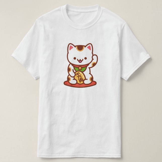 MANEKI-NEKO Lucky Cat T-Shirt - White (Design Front)