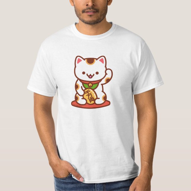 MANEKI-NEKO Lucky Cat T-Shirt - White (Front)